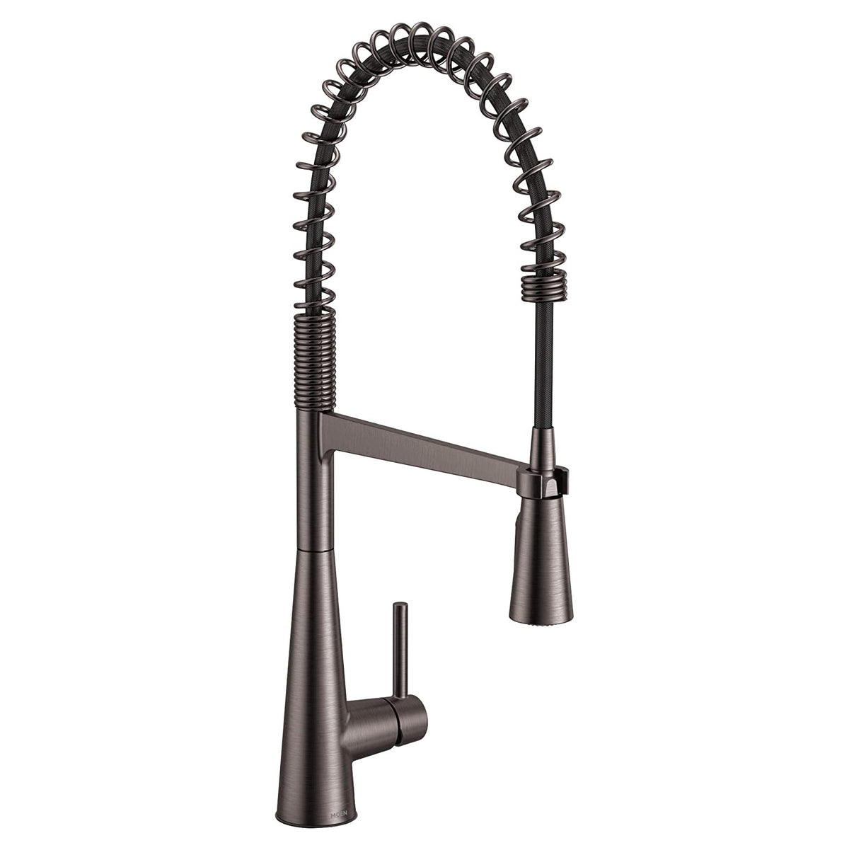 Sleek Spring Pulldown Kitchen Faucet in Black Stainless