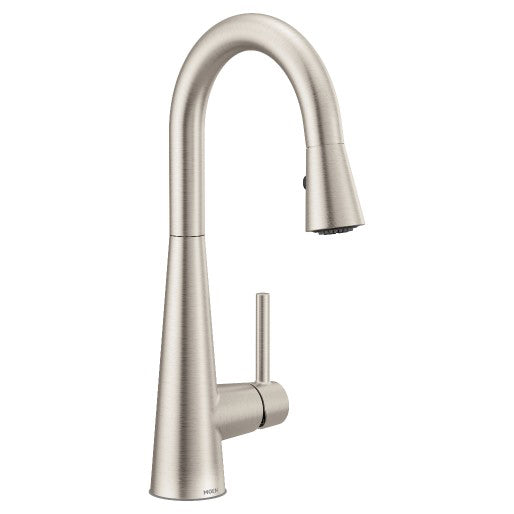 Sleek Spot Resist Stainless One Hole High Arc Pull Down Bar Faucet