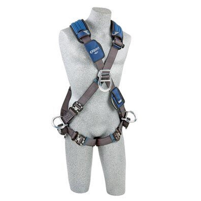 DBI Sala ExoFit NEX Cross-Over Style Positioning/Climbing Harness Medium with Aluminum Back, Front & Side D-Rings, Locking Quick Connect Buckle Leg Straps, Comfort Padding