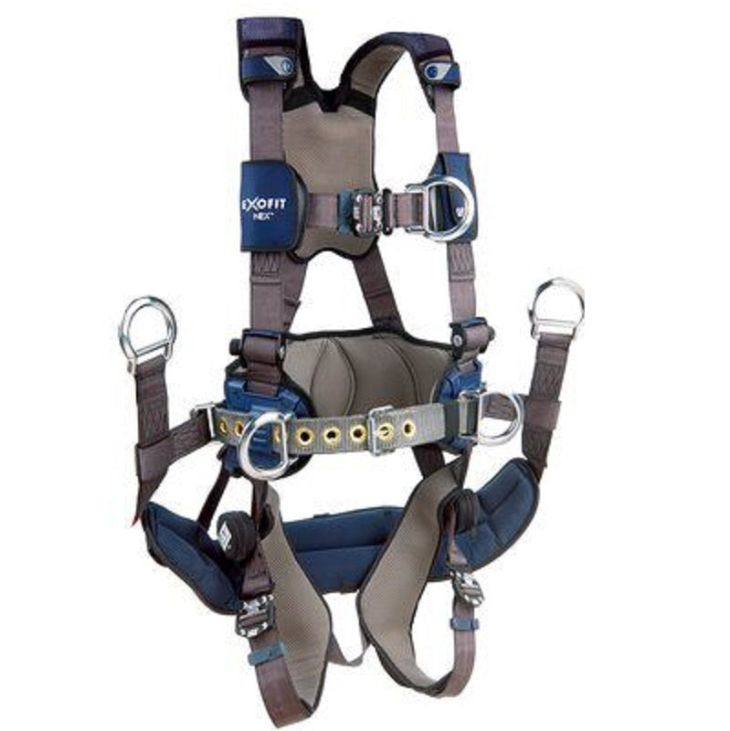 DBI Sala ExoFit NEX Tower Climbing Harness X-Large with Aluminum Back & Front D-Rings, Belt with Pad & Side D-Rings, Seat Sling with Suspension D-Rings, Locking Quick Connect Buckle Leg Straps, Comfort Padding