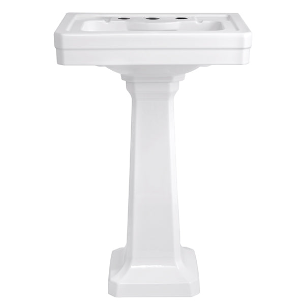 Fitzgerald 24x18" Pedestal Sink in Canvas White w/3 Fct Holes