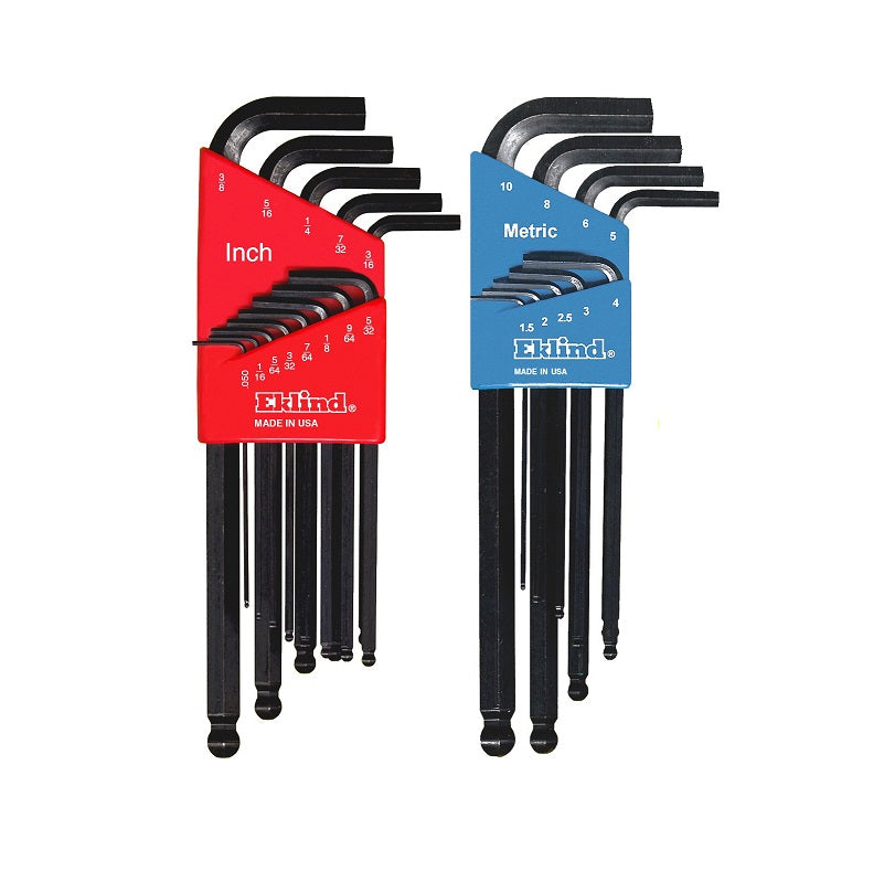 Hex L-Key Combo Set .050" to 3/8" and 1.5mm to 10mm Ball End 22 Keys