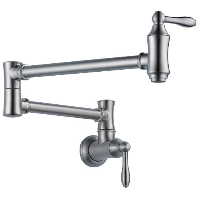 Trad Single Hole Wall Mount Cold Water Pot Filler in Arctic Stainless