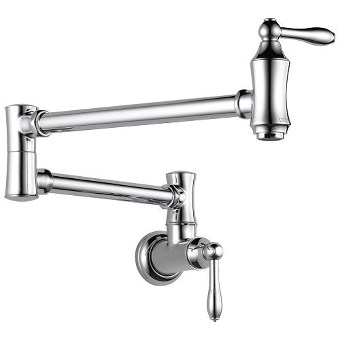 Trad Single Hole Wall Mount Cold Water Pot Filler in Chrome