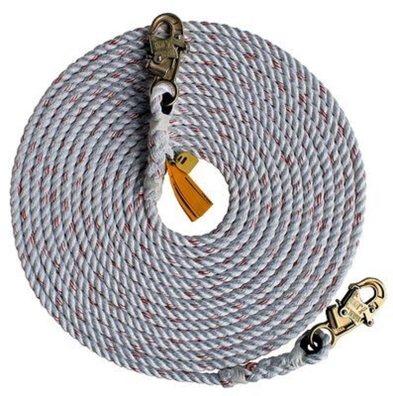 DBI Sala Rope Lifeline 30' Polyester/Polypropylene Blend 5/8" Diameter with Snap Hook at Both End
