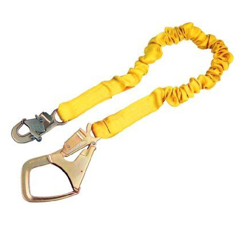 DBI Sala ShockWave 2 Shock Absorbing Lanyard 6' Single-Leg with Elastic Web, Snap Hook at 1 End & Saflok-Max Steel Rebar Hook at Other End
