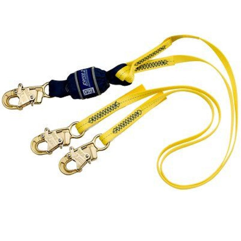 DBI Sala Force2 100% Tie-Off Shock Absorbing Lanyard 6' Web Double-Leg with Snap Hooks at Each End