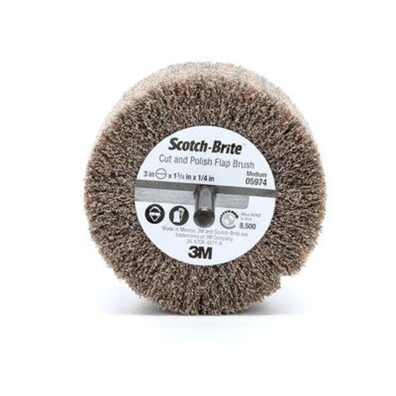 Flap Brush 3"X1-3/4"X1/4" Grit Medium Tan Cut & Polish