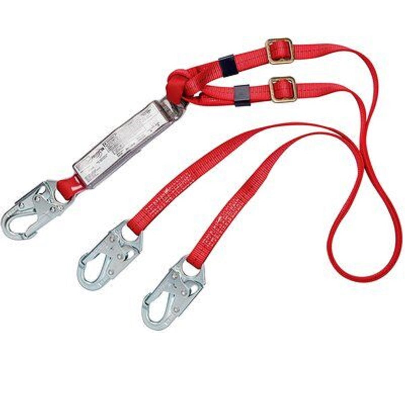 Protecta PRO Pack Adjustable 100% Tie-Off Shock Absorbing Lanyard 6' Adjustable Web Double-Leg with Snap Hooks at Each End