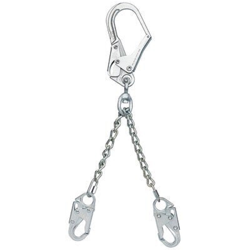 Protecta PRO Chain Rebar/Positioning Lanyard 24" Chain Rebar Assembly with Swiveling Steel Rebar Hook at Center & Snap Hooks at Leg Ends