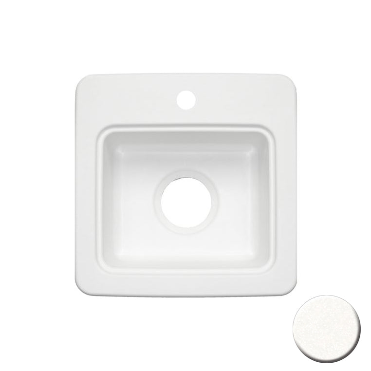 15x15x6" Swanstone 3-Hole Dual Mount Bar Sink, Tahiti White