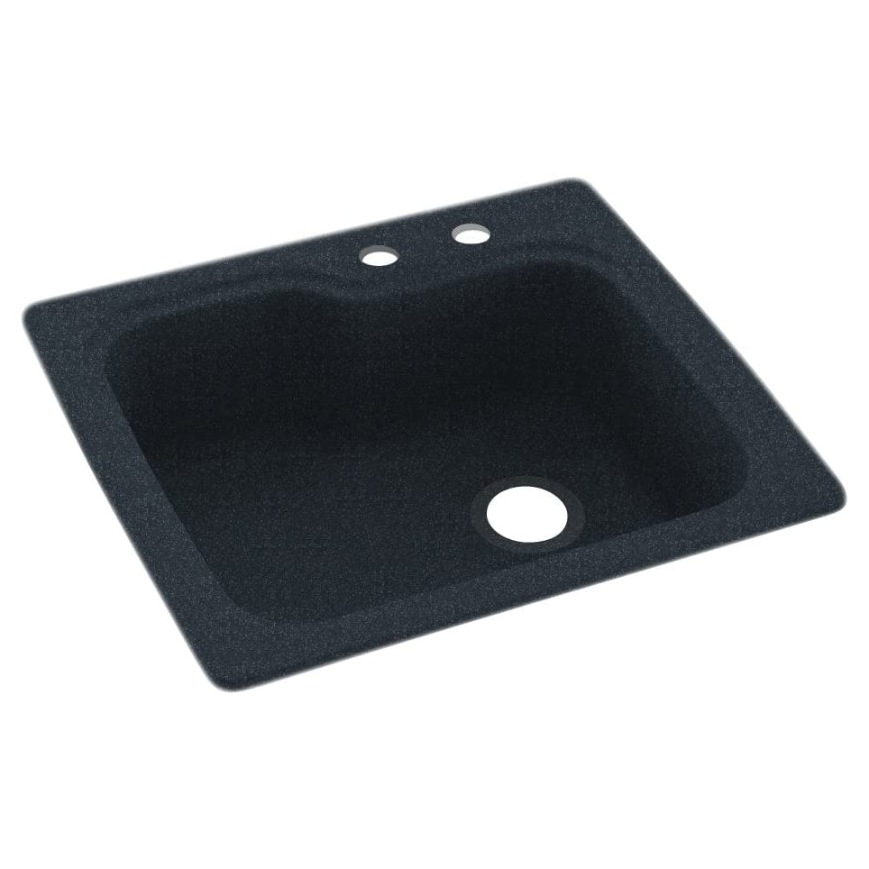 25x22x9-1/2" Swanstone Kitchen Sink in Black Galaxy w/2 Hole