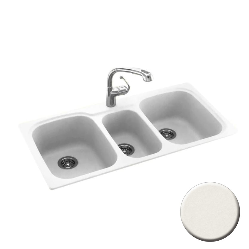 Triple Bowl 44x22x9-1/2" Dual Mount Sink in Glacier 3 HL
