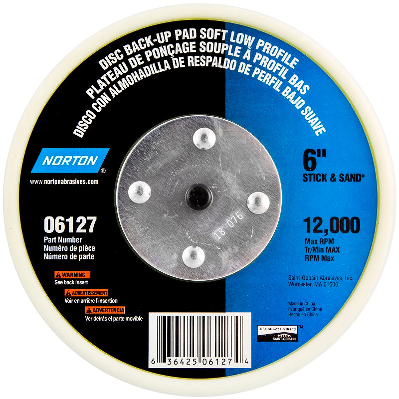 Back-Up Pad 6" PSA Soft Low-Profile