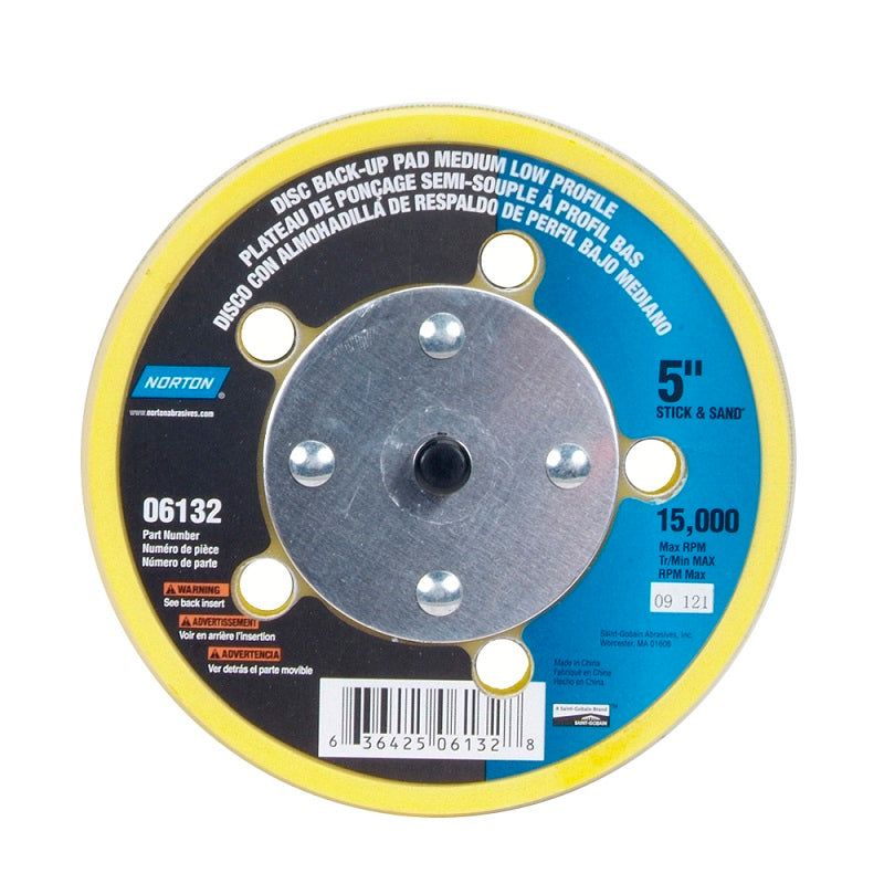 Back-Up Pad 5" PSA Medium Low-Profile with 5 Vacuum Holes
