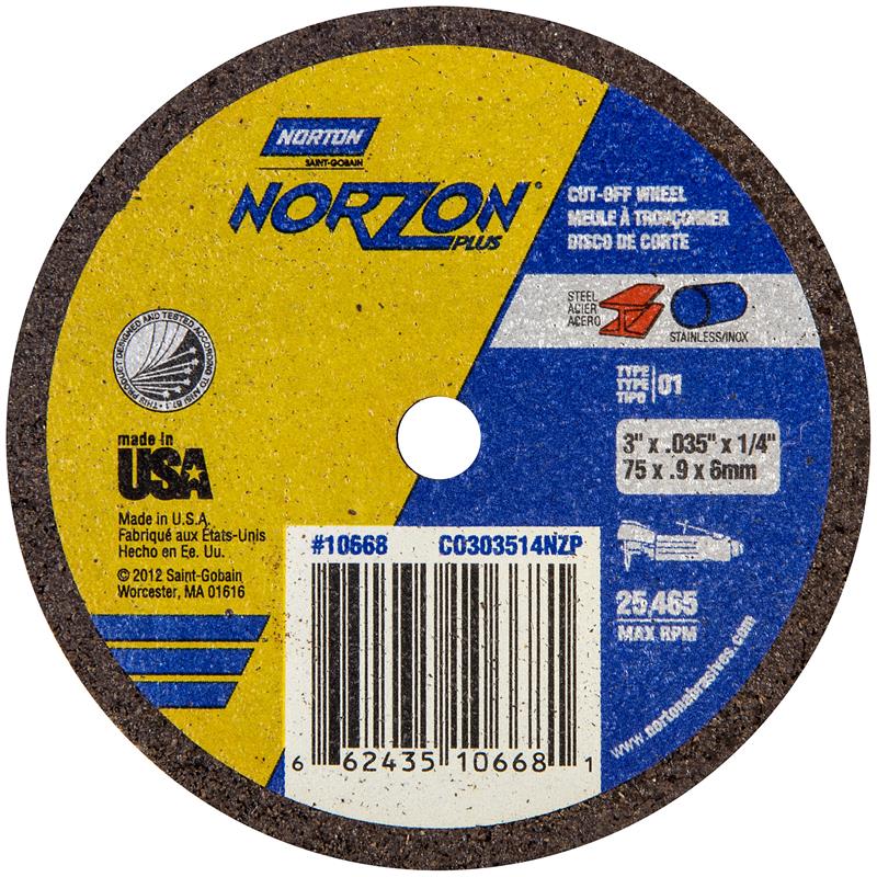 Cut-Off Wheel 3"X.035"X1/4" Type 1 Norzon Plus