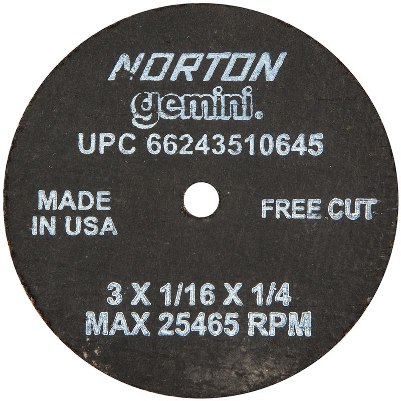 Cut-Off Wheel 3"X1/16"X1/4" Type 1 Gemini Free Cut