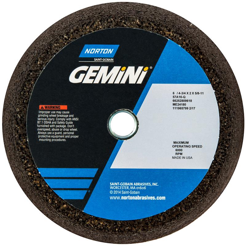 Snagging Wheel 6/4-3/4"X2"X5/8"-11 TYPE 11 Flaring Cup 1-1/2" Rim 3/4" Back 57A16-Q Gemini