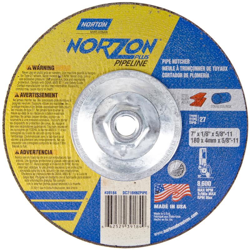 Depressed Center Wheel 7"X1/8"X5/8"-11 Type 27 Norzon Plus