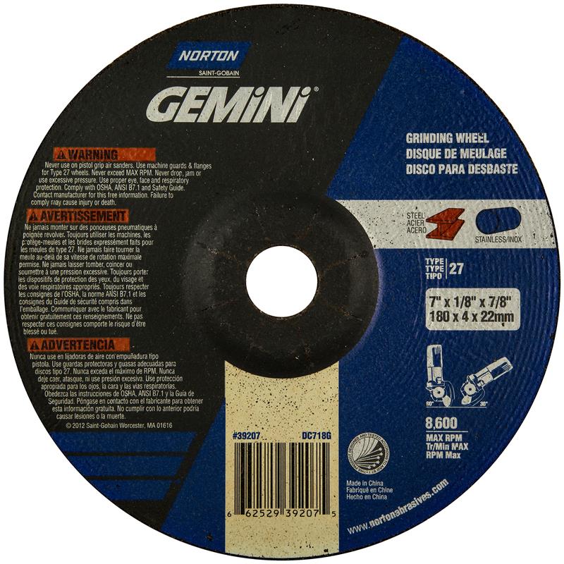 Depressed Center Wheel 7"X1/8"X7/8 Type 27 Gemini