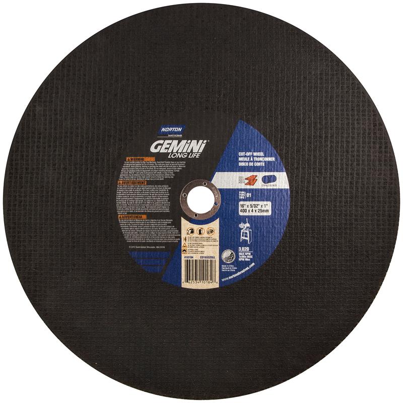 Cut-Off Wheel 16"X5/32"X1" Type 1 Gemini Long Life