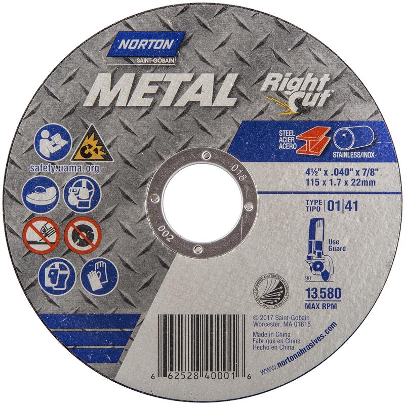 WHEEL 4-1/2X.040X7/8 T1 METAL 40001