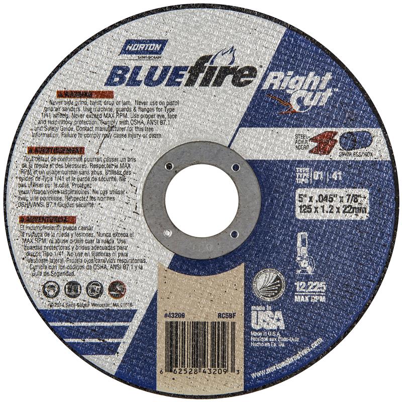 WHEEL 5X.045X7/8 TYP-1 CUT-OFF 43209 - BLUEFIRE RIGHTCUT EZ