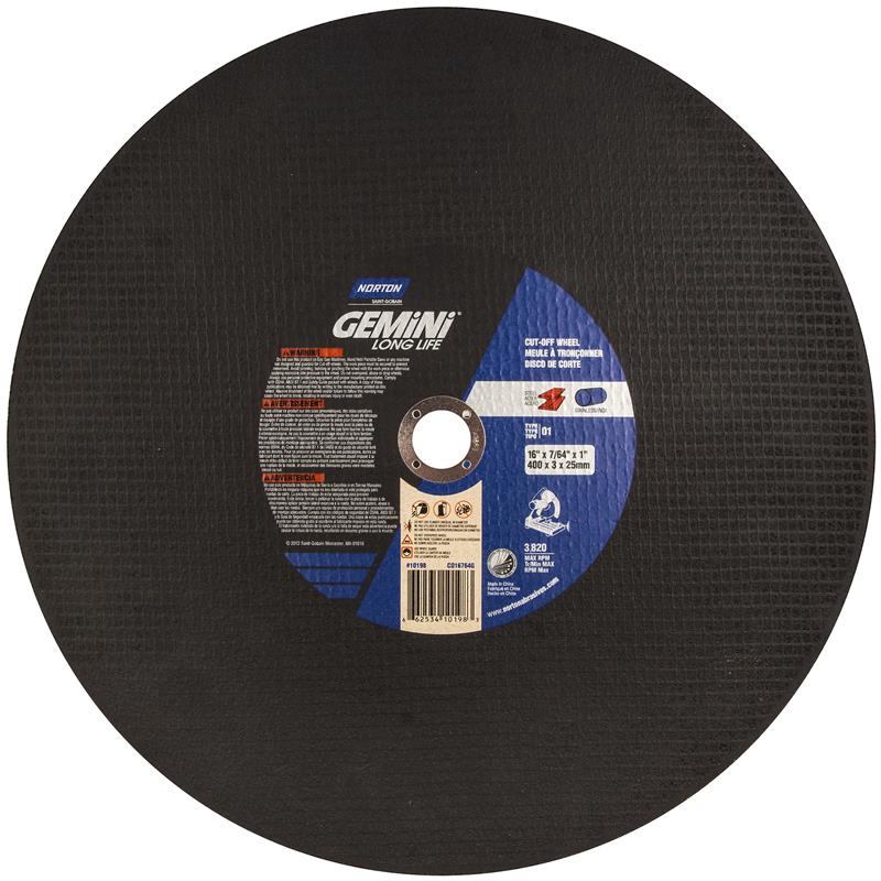 Cut-Off Wheel 16"X7/64"X1" Type 1 Gemini Long Life Chopsaw
