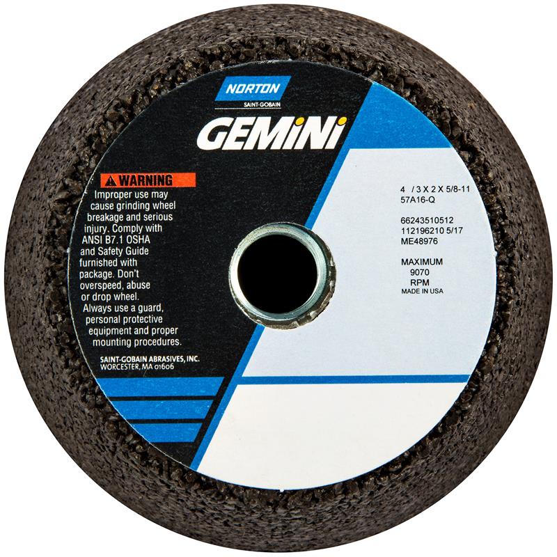 Snagging Wheel 4/3"X2"X5/8"-11 TYPE 11 Flaring Cup 3/4" Rim 3/4" Back 57A16-Q Gemini
