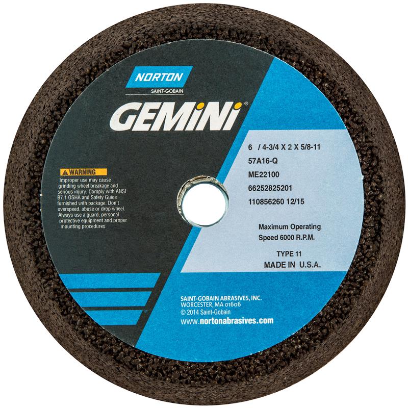 Wheel 6/4-3/4"X2"X5/8"-11 Type 11 Flaring Cup 57A16-Q 1" Rim 3/4" Back Gemini