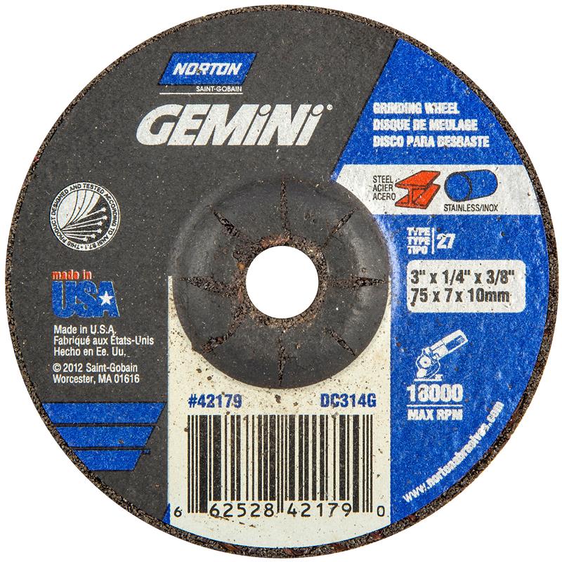 Depressed Center Wheel 3"X1/4"X3/8" Type 27 Gemini