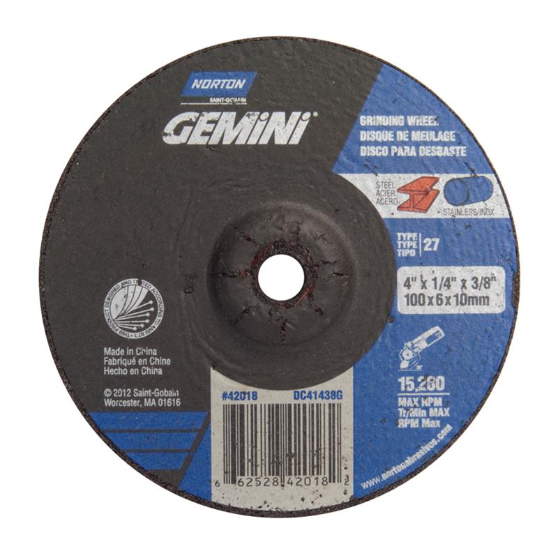 Depressed Center Wheel 4"X1/4"X3/8 Type 27 Gemini