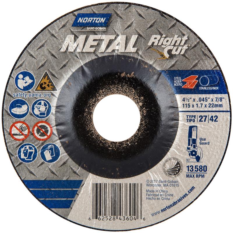 Cut-Off Wheel 4-1/2"X.045"X7/8" Type 27 Metal Rightcut