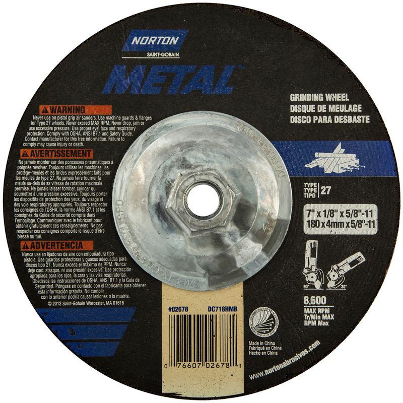 Depressed Center Wheel 7"X1/8"X5/8"-11 Type 27 Metal