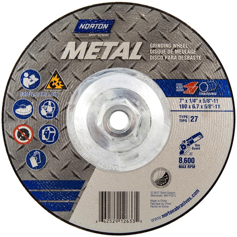Depressed Center Wheel 7"X1/4"X5/8"-11 Type 27 Metal