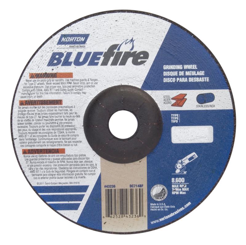 Depressed Center Wheel 7"X1/4"X7/8" Type 27 Bluefire