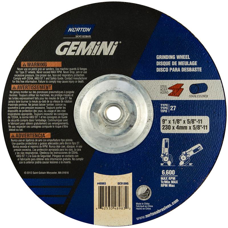 Depressed Center Wheel 9"X1/8"X5/8"-11 Type 27 Gemini