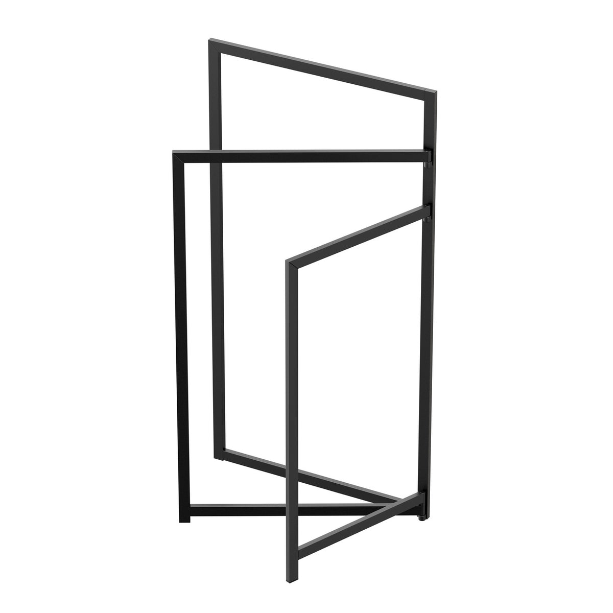 2-Fold Floor Standing Towel Holder in Matte Black
