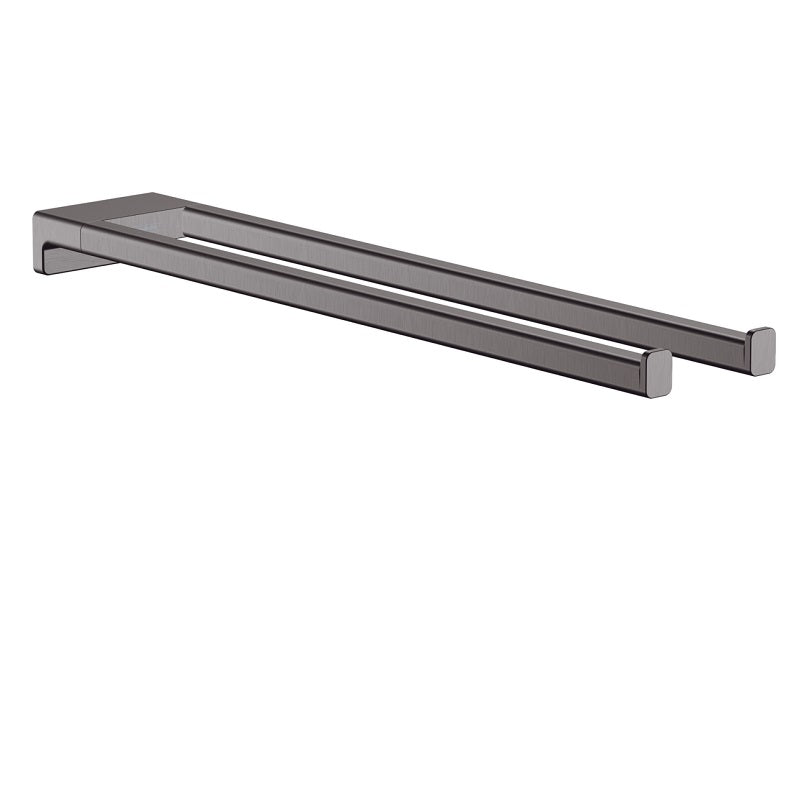 AddStoris Twin-Handle Towel Holder in Brushed Black Chrome