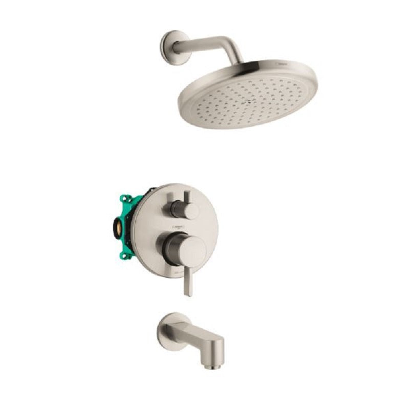 Croma Pressure Balance Tub/Shower Set w/Rough in Brushed Nickel, 2.0 gpm