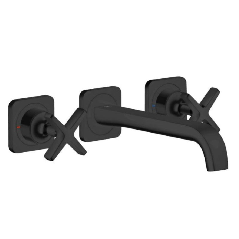 Axor Citterio E Wall Mnt Widespread Faucet Trim in Matte Black, 1.2 gpm