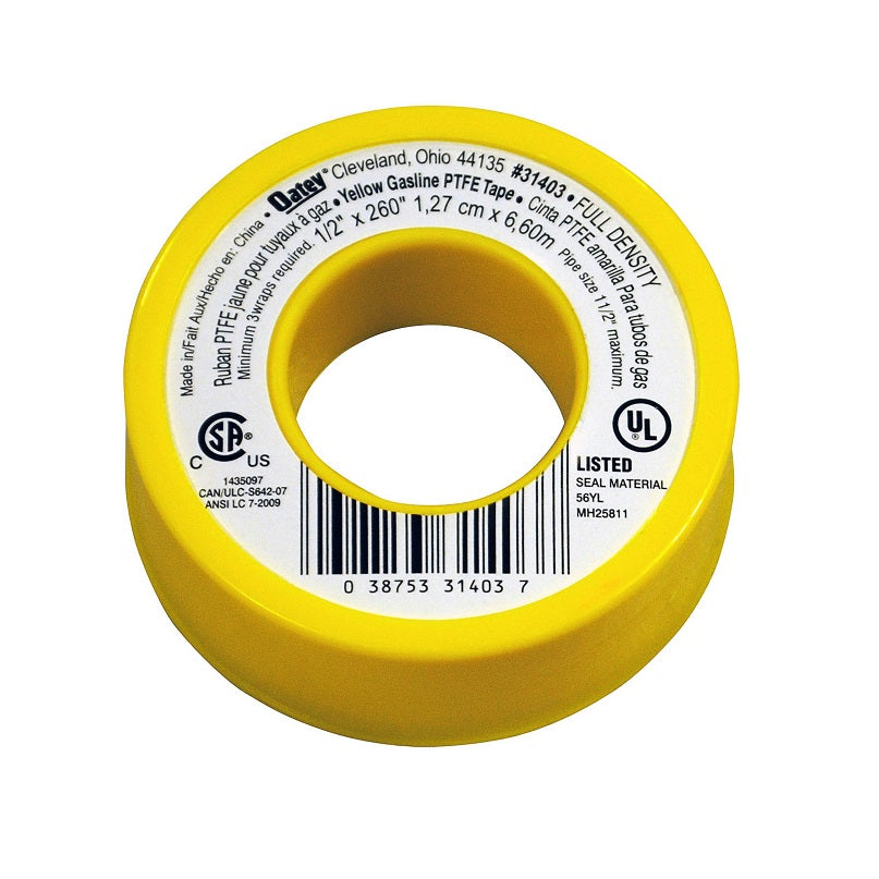 Thread Seal Tape 1/2"X260" Teflon Gas Line Yellow