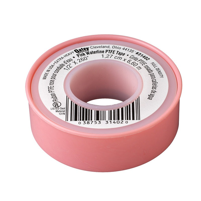 Thread Seal Tape 1/2"X260" 3 mil Water Line PTFE Pink