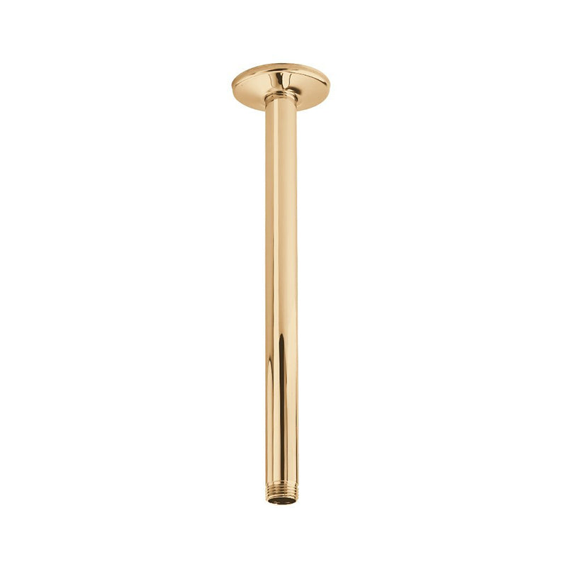 Rain 12" Ceiling Mount Shower Arm & Flange in Polished Brass