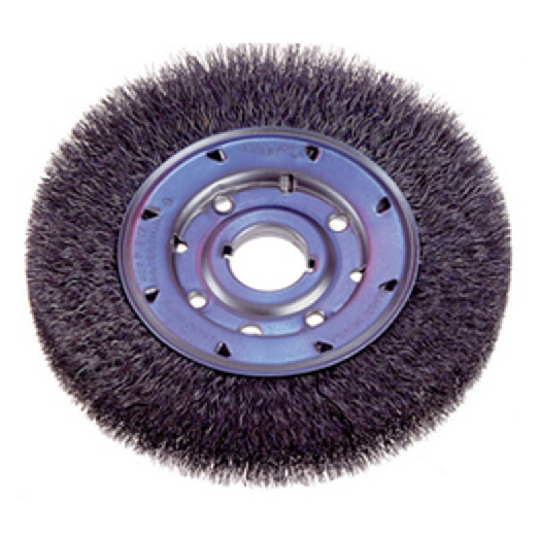 Wheel Brush 8" Diameter Crimped Wire Medium Face .014" Wire 1-1/4" Arbor Hole
