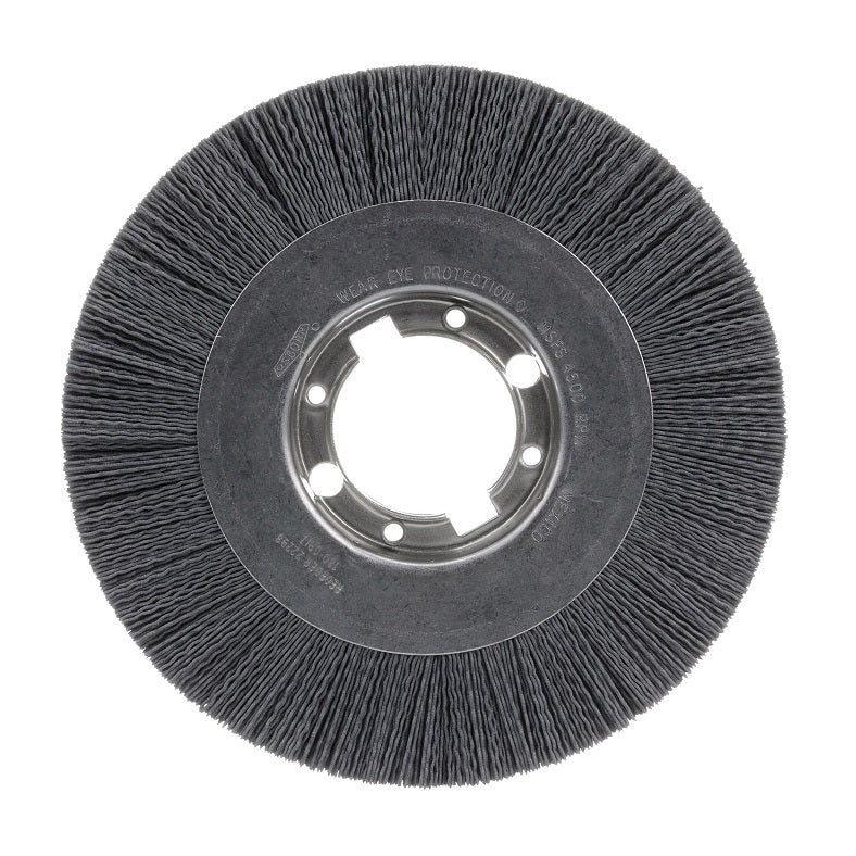ATB Wheel Brush 10" Diameter Crimped Wire Wide Face 80 Grit Silicon Carbide 2" Arbor Hole