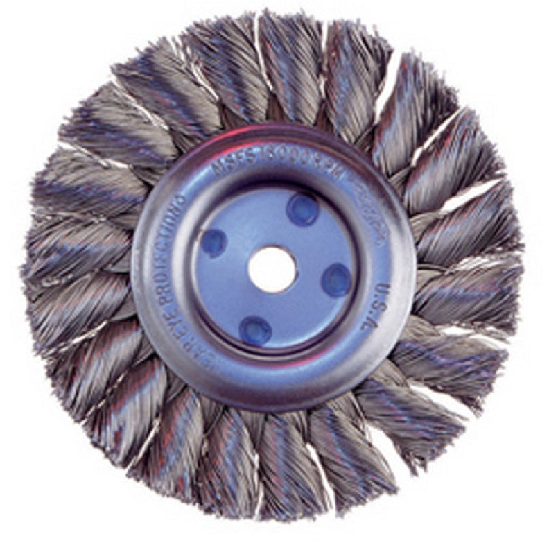 Wheel Brush 4" Diameter Knot Wire Heavy Duty .014" Wire 3/8" Arbor Hole