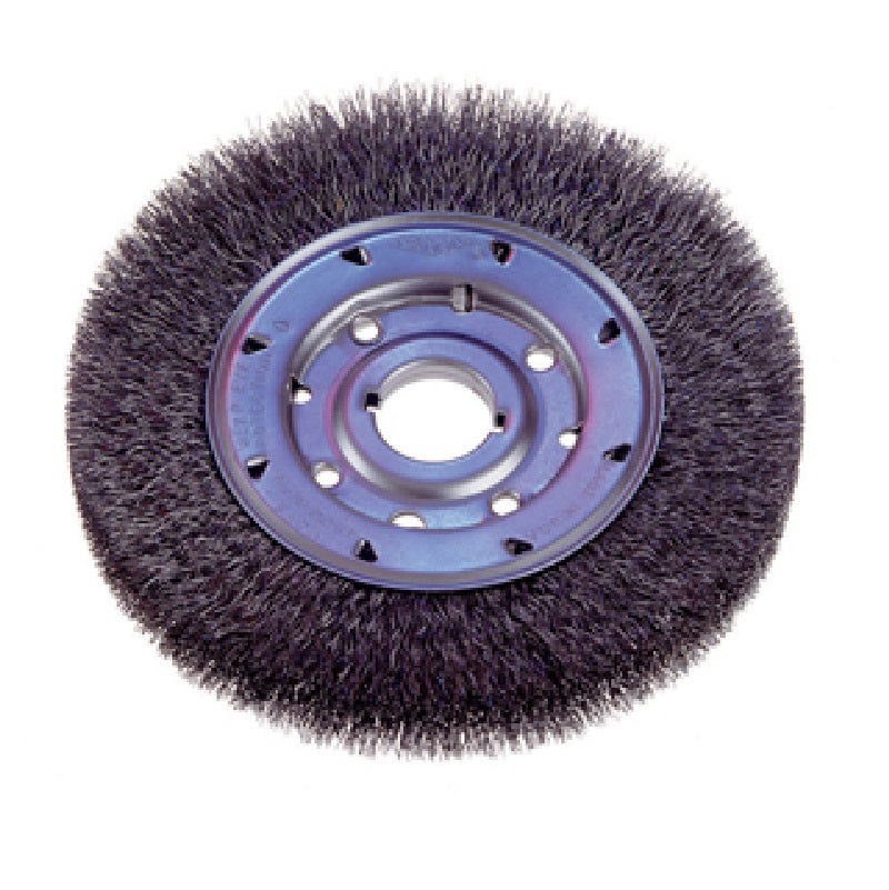 Wheel Brush 8" Diameter Crimped Wire Medium Face .008" Wire 1-1/4" Arbor Hole