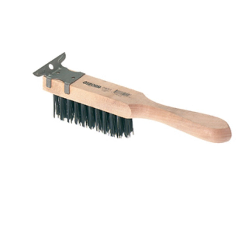 Scratch Brush 11-3/8" OAL with Scraper Steel Wire