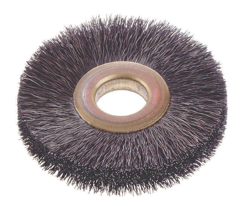 Wheel Brush 3" Diameter Crimped Wire Small Diameter .008" Wire 5/83" Arbor Hole